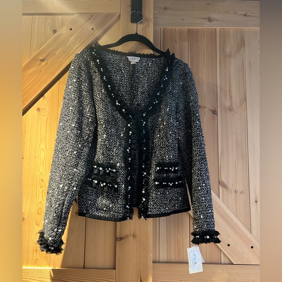 ECI Jackets & Blazers - Brand New Chic Black and White Tweed Jacket